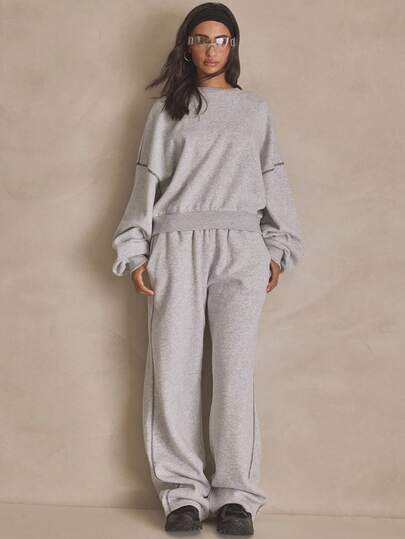 MUSERA 撞色缝线弹力腰直筒运动裤，适合夏季、运动、休闲、日常、街头风格等各种场合。