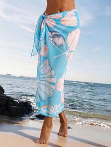 Opulessa Women's Beach Vacation Style Shell Print Twist Front Cover-Up & Skirt Set - Multicolor - View 4