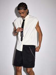 ROMWE MEN Street Life Spring Casual Men'S Summer Casual Solid Color Shirt And Shorts Set - Multicolor - View 5