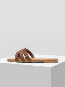 Mnmlis Women's Fashion Outdoor Casual Slippers, Flattering - Coffee Brown - View 1