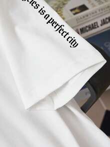 Manfinity LEGND 复古美式洛杉矶字母印花男士短袖T恤，街头风短袖上衣 - 彩色 - 查看 5