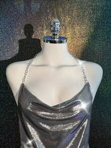 MidnightGlam 2件套女士性感银色睡裙 - 銀色 - 查看 8