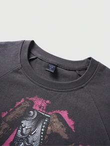 ROMWE MEN Men's All-Over Print Round Neck Fashionable Streetwear Casual Tank Top - Black - View 6