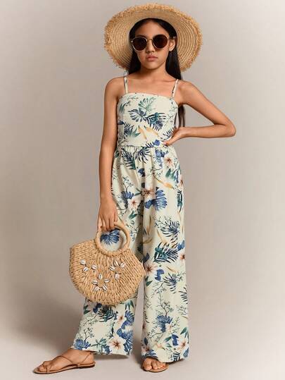 Radiana 適用於少女日常穿著的熱帶印花背心上衣和長褲組合