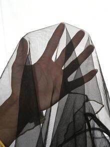 SHEIN Babygirl Elegant Luxurious Black Mesh Polka Dot Long Sleeve Dress With Long Coat Set