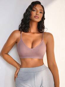 NudeFit 3pcs/Set Seamless Ribbed Wireless Casual Women Bras - Mocha Brown - View 4