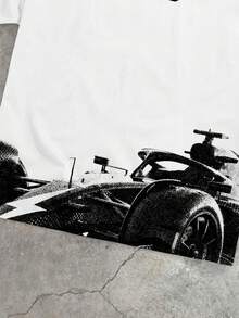 StoneGrade 男士休闲宽松赛车印花短袖T恤，夏季 - 白色 - 查看 3