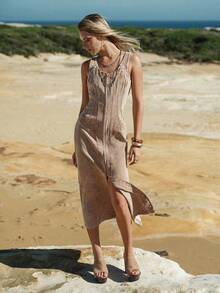 MOTF STUDIO WOMEN'S DENIM ZIP-UP WAIST DRESS, SPRING/SUMMER - Pink - View 5