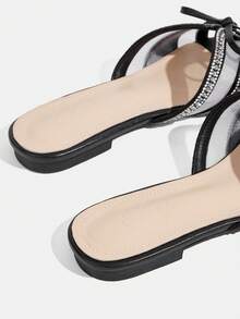 CUCCOO TILAWA 女士时尚水钻蝴蝶结平底凉鞋 - 黑色 - 查看 5