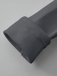 SHEIN BASICS Áo thun nữ tay dài cổ tròn màu trơn, dáng ôm, chất liệu vải giữ nhiệt được nâng cấp, có lớp lót giữ nhiệt mỏng nhẹ, áo thun co giãn ôm sát, thích hợp cho mùa thu và mùa đông. - Xám - Xem 7