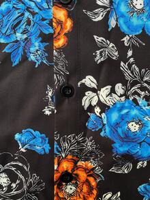 Manfinity Swimmode Floral Print Button Front Casual Shirt & Shorts Set Beach Shirt For Men Men Resort Wear Mens Hawaiian Shirt - Multicolor - View 5