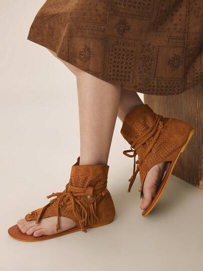 Styleloop Women's Woven Rope Platform Wedge Sandals, Vacation Style BOHO Chic Retro American Western Music Festival Party Thick Bottom Shoes Valentine's Day