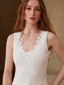 MOTF PREMIUM WOMEN'S CONTRAST LACE TANK TOP, SPRING/SUMMER - White - View 5