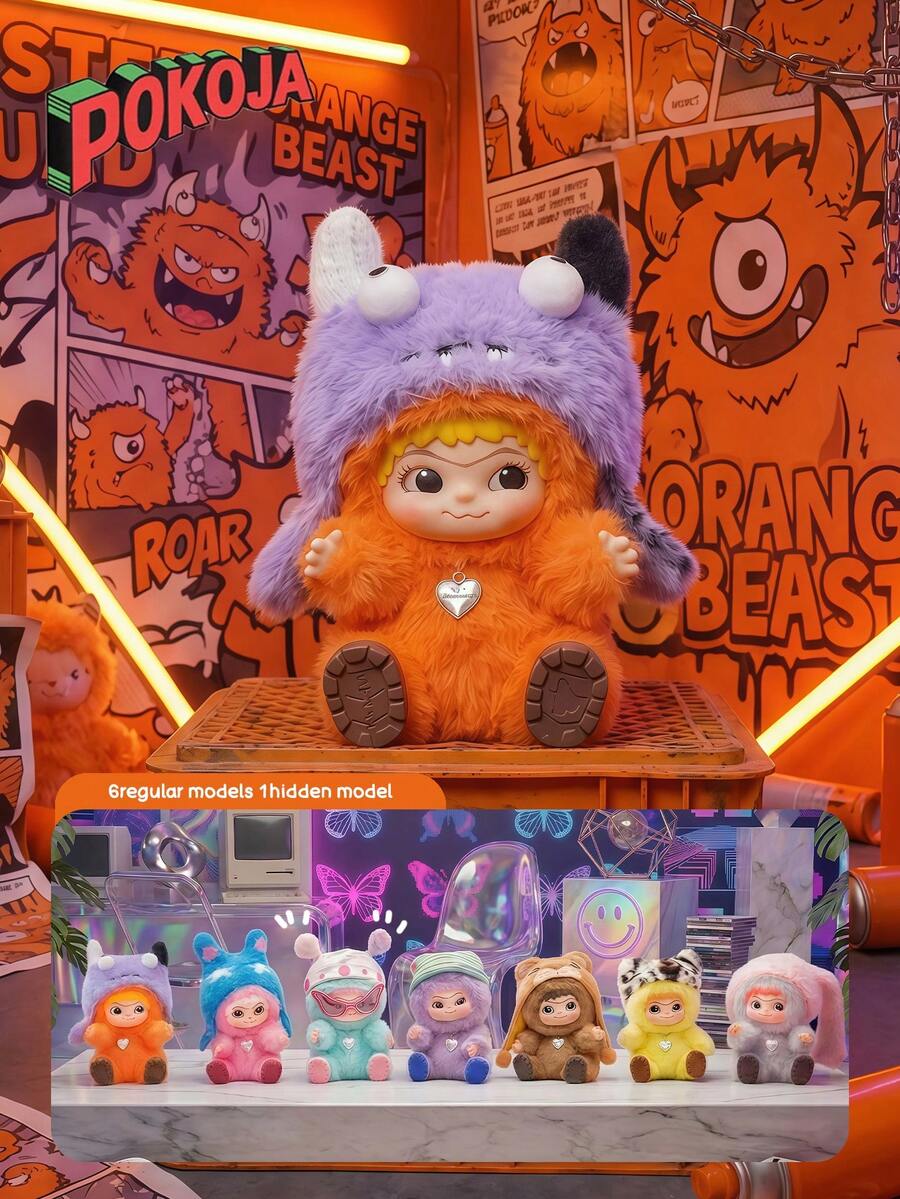 1pc/6pcs Blind Box Cute And Quirky Personalized Designs In Fashion Style, These Adorable And Endearing Figurines Are Crafted With Ultra-Soft Materials And Feature Cartoon Decorations. They Are Suitable For Decoration In Bedrooms, Living Rooms, And Desks. They Are Ideal Birthday Gifts For All Kinds Of People And Can Also Be Given As Gifts For Halloween, Christmas Parties, Housewarming Parties, Or As Collectible Toys.Non-Plush Filling Blind Box - first generation blind box - View 1