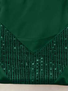 Franclia Summer Casual Solid Color Sequin Patchwork Camisole - Dark Green - View 4