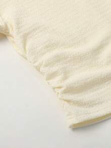 SHEIN 少女休闲纯色短袖T恤，夏季 - 杏色 - 查看 5