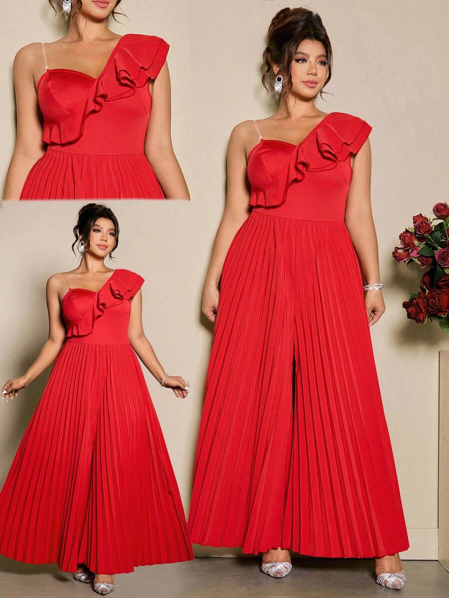 Cravure Bộ áo liền quần nữ cỡ lớn màu đen họa tiết hoa hình học phối màu tương phản, cổ chữ V chéo, kiểu dáng thanh lịch, phù hợp cho các dịp tựu trường, tốt nghiệp, Lễ Tình nhân, lễ hội âm nhạc, Ngày của Mẹ, Halloween, Lễ Tạ ơn, Lễ Phục sinh, Ngày Quốc khánh, dạ hội, hẹn hò, tiệc tùng, đám cưới, hoạt động ngoài trời. - Đỏ - Xem 1