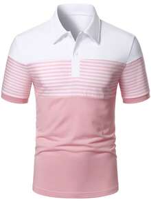 Manfinity Homme 男士条纹短袖休闲/商务 Polo 衫 - 彩色 - 查看 4