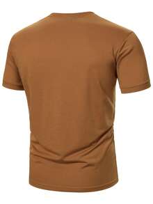 Manfinity Homme Camiseta de manga corta con estampado de rayas de contraste casual para hombres, adecuada para vacaciones de verano y viajes diarios - Multicolor - Ver 2