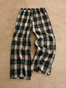 HIMLAND 男士弹力腰带休闲格子抽绳口袋梭织裤 - 綠色 - 查看 4