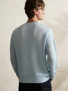 Manfinity Dauomo Men's Casual V-Neck Tie-Up Solid Color Sweater - Blue - View 2