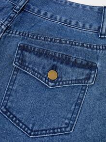 GlowEve Women's Casual Washed Denim Shorts With Slant Pockets, Summer - Blue - View 5