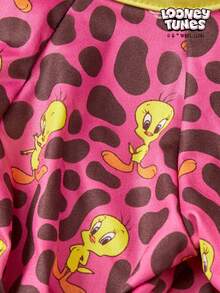 LOONEY TUNES X PETSIN 1 Bộ quần áo liền thân cho chó mèo dễ thương, in hình chim vàng, hoa hồng và báo đỏ, họa tiết hoạt hình đáng yêu, có độ co giãn và thoải mái. - Nhiều màu - Xem 4