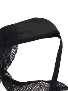 1pc Fashionable Mysterious Black Lace Trim Sexy Briefs For Men - Black - View 6