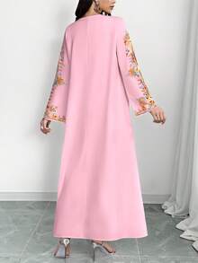 SHEIN Najma Women's Polka Dot Print V-Neck Long Sleeve Elegant Dress, Spring/Summer - Multicolor - View 2