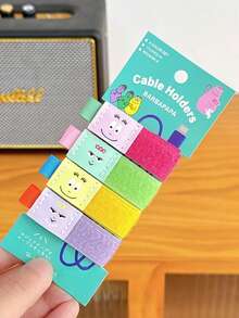 Joivida 4Pcs Cute Cartoon Magic Tape Cable Ties – Multi-Use Organizer For PC & Earphone Wires - Multicolor - View 8