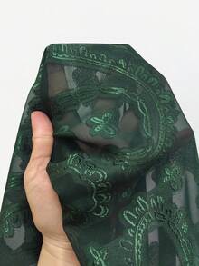 Rustia 大码V领蝴蝶结提花半透明优雅复古休闲可爱派对衬衫 - 綠色 - 查看 8