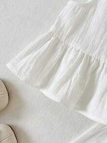 Cozy Pixies 2件套女婴/幼儿白色露背蝴蝶结装饰圆领无袖上衣和松紧腰阔腿裤套装 - 米色 - 查看 6