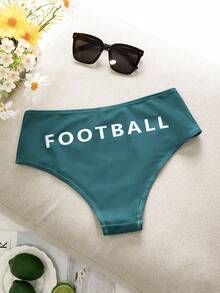 Swim SPRTY Women's Green Letter Print Fixed Triangle Bikini Bottoms, Summer Sports Swimwear & Beach - Green - View 3