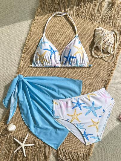 SHEIN Tween Girls Bikini Sets, Starfish Print 3 PiecesSwimsuit With Skirt, Fashionable & Elegant For Swimming, Vacation, Summer (Print Randomly) Kids Swimsuit​ Children's Swimwear 3 Piece Bikini Set Three Piece Swimsuit Set Bathing Suits 3 Piece Girls Starfish Print Swimsuit Girls Two Piece Bathing Tween Tween Girl Swimsuit Two Piece Tween Ruffle Trim Bikini Tween Girl Bathing Suit Summer Two Piece Set Tweens Swim Suit Girls Swim Two Piece Modest Bikini Set Bathing Suits For Girls Two Piece Beachwear For Tweens Two Piece Set Two Piece Set Tweens Swim Suit Petite Swimwear Girls Tropical Set Matching Family Swimwear Girls Beach Sets Vacation Girls 2 Piece