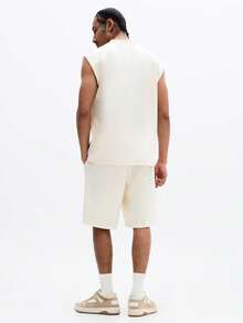 SUMWON Cream Sleeveless Tank Top And Drawstring Shorts Two Piece Set Summer Casual Loungewear Matching Outfit Crew Neck - Beige - View 7