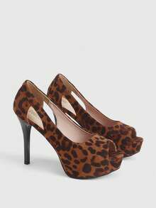 CUCCOO LuxiPop Women's Fashionable Elegant Party Waterproof Platform Peep Toe Pumps For Christmas - leopard print - View 2