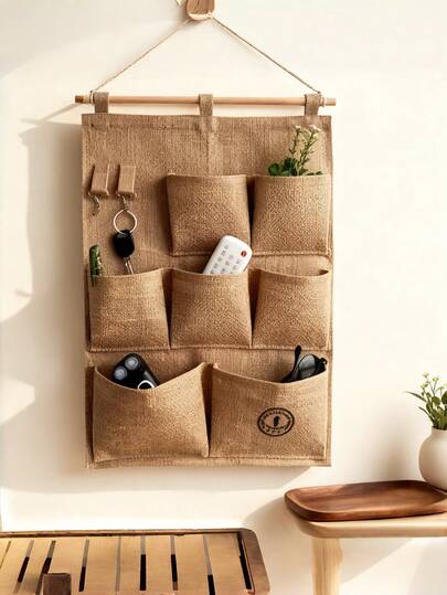 Madebyblanc 1 Túi đựng đồ treo tường đa năng, dung tích lớn, thân thiện với người dùng, làm từ chất liệu cotton lanh, thích hợp cho lối vào, hành lang, phòng khách, phòng ngủ, giải pháp sắp xếp nhà cửa gọn gàng, bền chắc, màu tự nhiên, dùng trong tủ quần áo, vật dụng trang trí nhà cửa cần thiết.