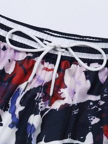 ROMWE MEN Goth Men's Tie-Dye Striped Drawstring Waist Pocket Casual Shorts - Multicolor - View 4