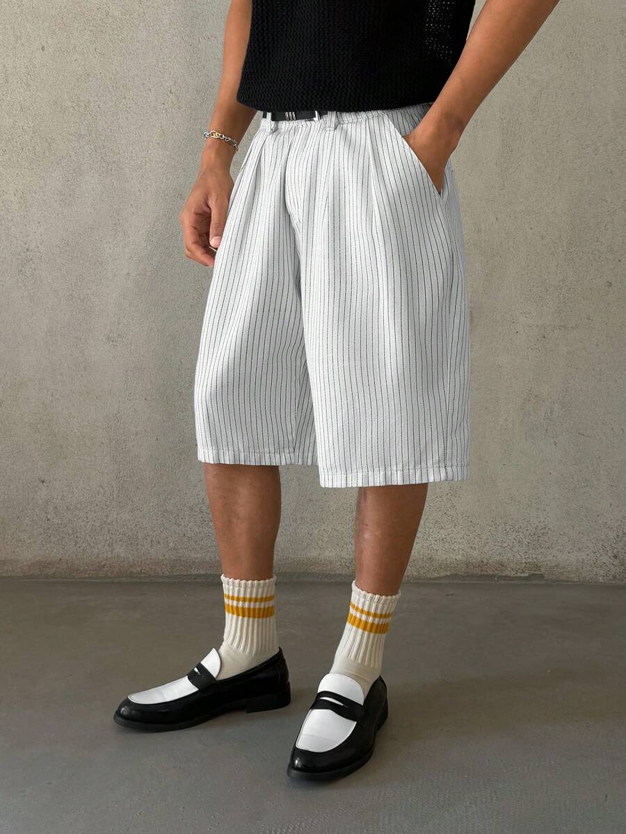 STEELVANCE Men's Casual Loose Striped Bermuda Streetwear Shorts Shorts Striped Short - Multicolor - View 1