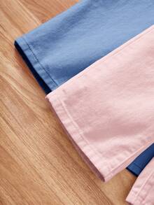 SHEIN 2件套女童蓝粉色宽松直筒牛仔裤，春夏休闲度假乡村波西米亚风，适合海滩、西部街头风、春假、锐舞音乐节等场合穿着。 - 彩色 - 查看 3