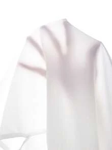 Rusticease 大码女式夏季休闲度假乡村纯色花卉刺绣纽扣装饰白色短袖衬衫，早春假期、度假、节日、春季、外出，2026新款，简约时尚，适合日常穿着，夏季大码上衣，白色波西米亚风上衣 - 白色 - 查看 9