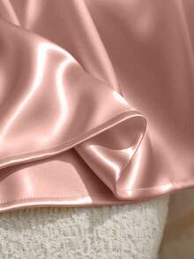 GlowEve Đầm dài tay midi bằng vải satin phối thắt lưng. - Màu Hồng  San hô - Xem 5