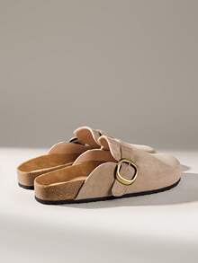 Solecia 女士搭扣设计休闲百搭平底鞋 - 灰色 - 查看 4