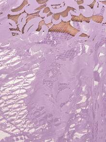 Amorya Women's Spring Stand Collar Lace Top - Lilac Purple - View 5