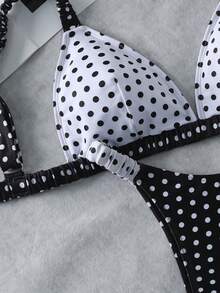 Swim Mod Bikini à pois contrastés, maillot de bain tankini sexy à bretelles fines pour femmes, ensemble de maillot de bain amincissant pour la plage/le spa