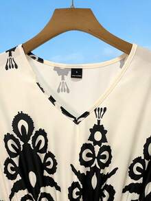 GlowEve Women's Woven Printed Summer Long Dress - Apricot - View 3