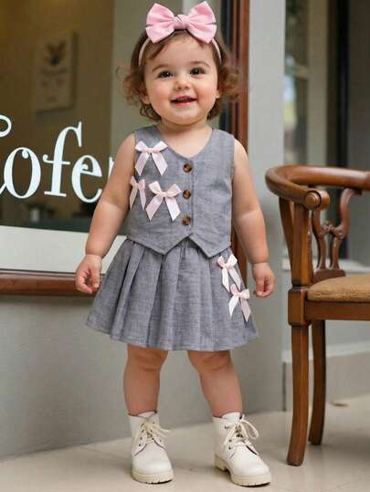 SHEIN 女婴夏季上衣和裙子套装（2件套）