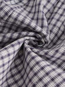 Resyla 2pcs Women Casual Plaid Print Top & Shorts Set - Blue - View 3