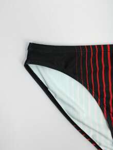 Manfinity Swimmode 男士条纹印花泳裤 - 黑色 - 查看 5