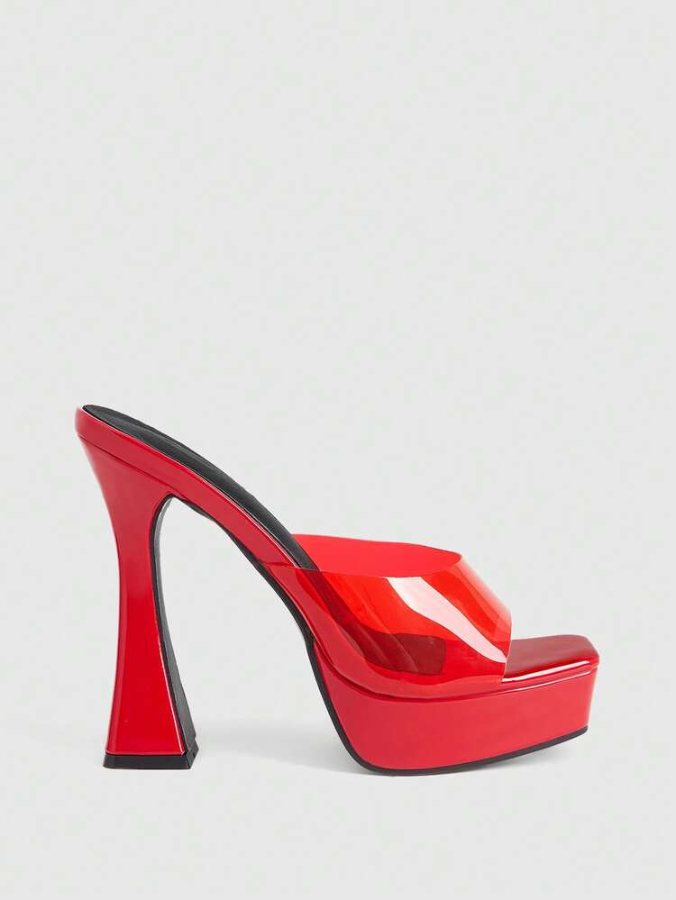 CUCCOO LuxiPop Women Shoes Summer New Strap Design Square Toe Wine Glass Heel High-Heeled Sandals Sexy Elegant Temperament Fashionable Women's High-Heeled Platform Waterproof Table Slippers Open-Toed Heel Shoes Dress Shoes Dating Party Dinner Party Sexy Nightclub Style Catwalk Sexy Wear 2000s Style